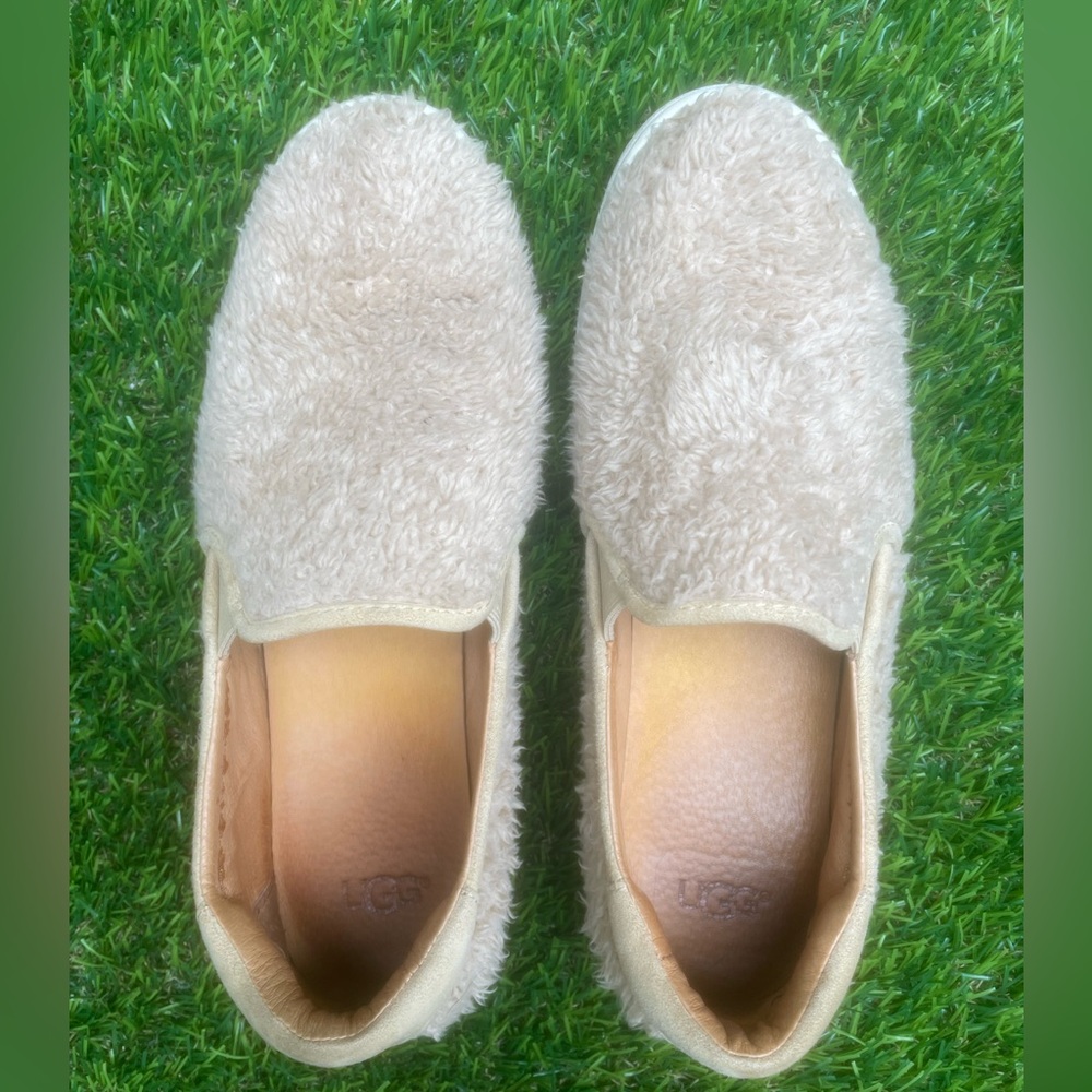 UGG Tan Fuzzy Slip-On Shoes